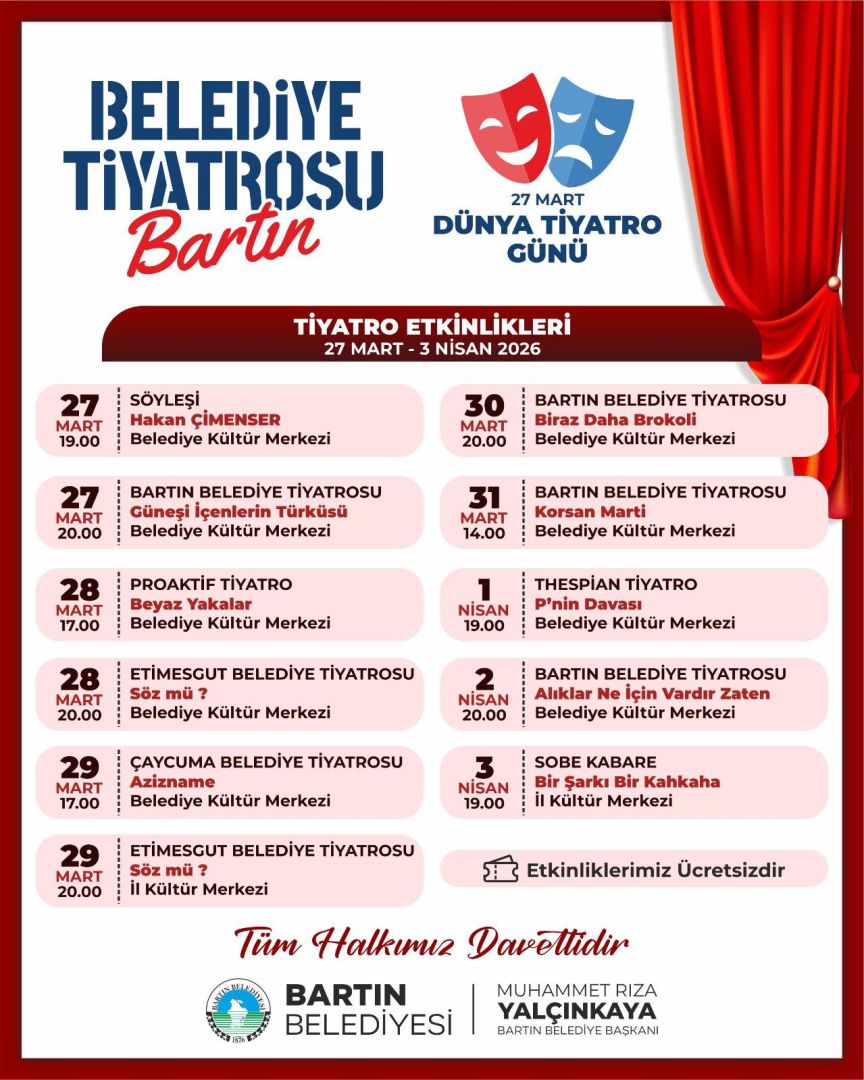BARTIN BELEDİYESİ TİYATRO GÜNLERİ BAŞLIYOR