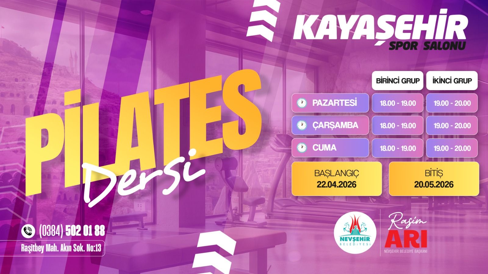 NEVŞEHİR’DE KADINLARA ÖZEL PİLATES KAYITLARI BAŞLADI