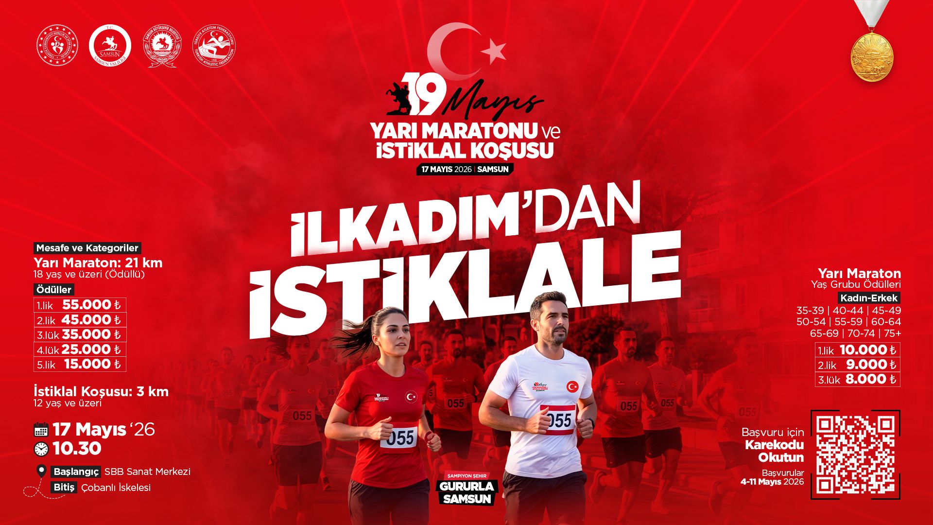 19 MAYIS YARI MARATONU VE  İSTİKLAL KOŞUSU DÜZENLENİYOR