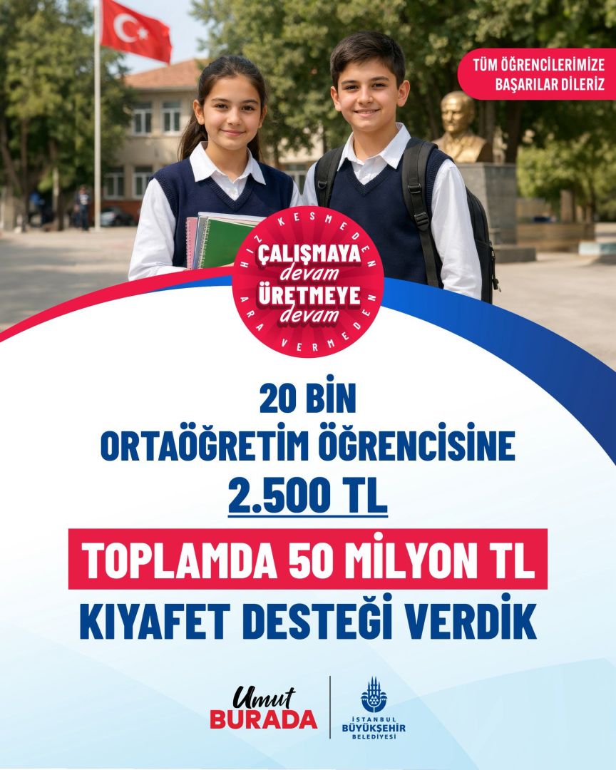 İBB'DEN 20 BİN ÖĞRENCİYE KIYAFET YARDIMI