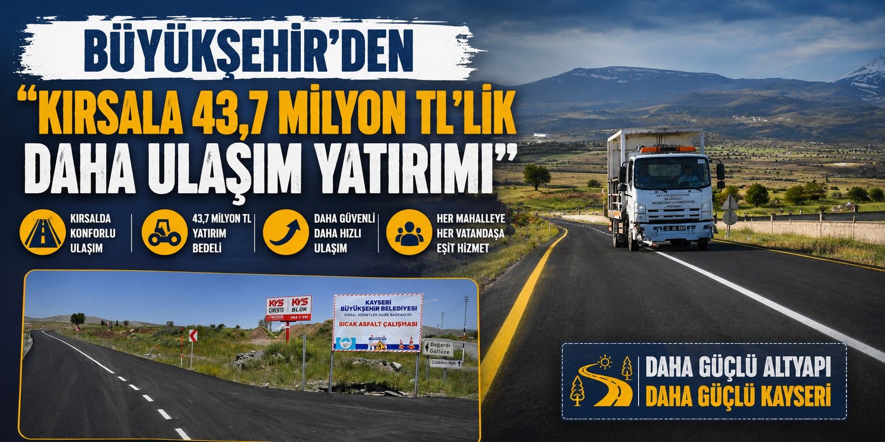 BÜYÜKŞEHİR'DEN “KIRSALA 43,7 MİLYON TL’LİK DAHA ULAŞIM YATIRIMI” 