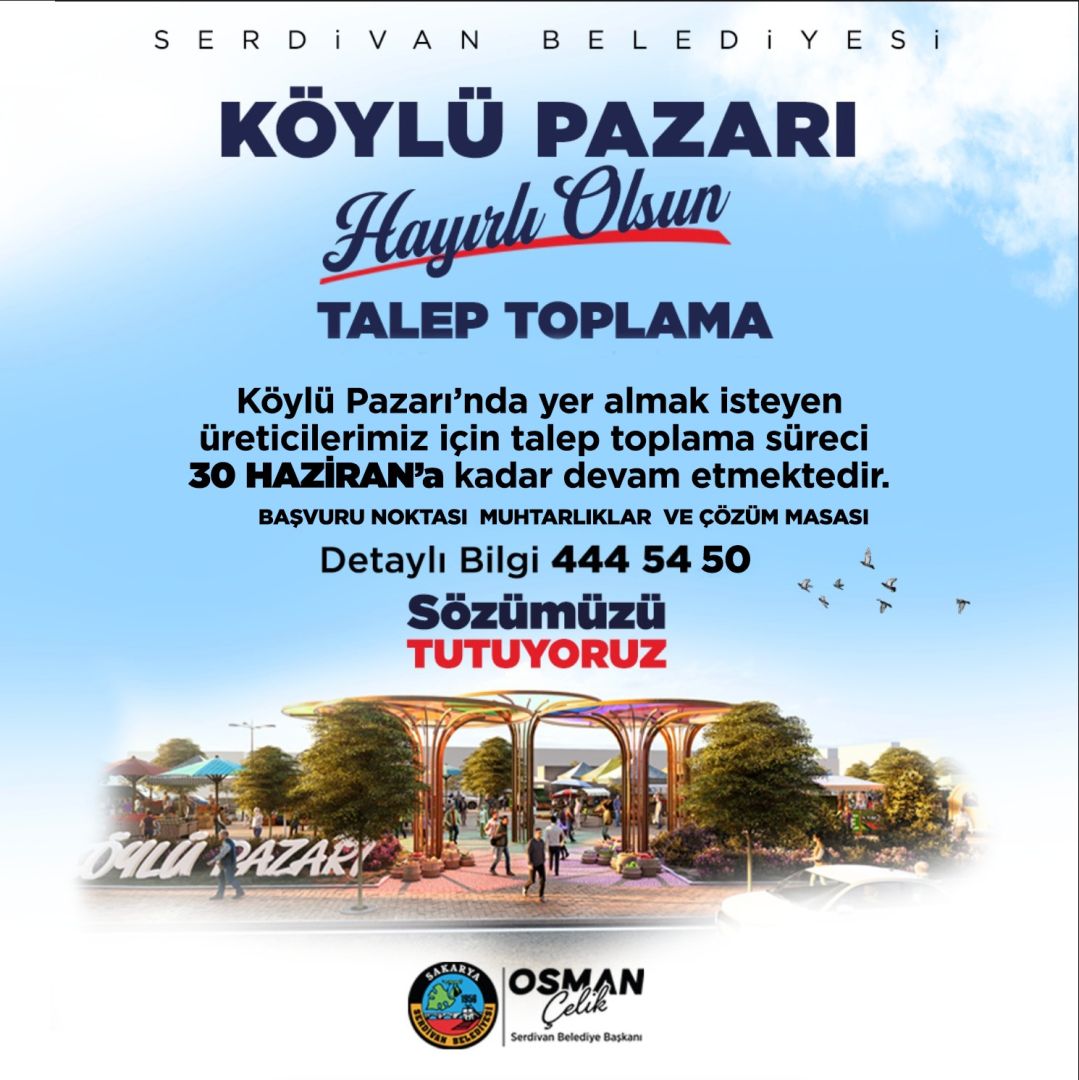 KÖYLÜ PAZARI BAŞVURULARINDA SÜRE UZATILDI 